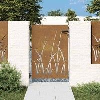 Garden Gate 85x125 cm Corten Steel Grass Design