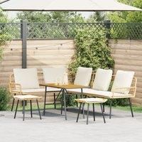 4 Piece Garden Sofa Set with Cushions Natural Poly Rattan