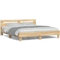 Bed Frame with LED without Mattress Sonoma Oak 200x200 cm