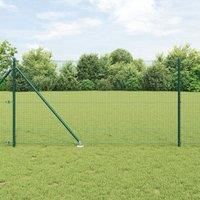 Welded Wire Fence with 13 Spike Posts Green 1x50 m Steel