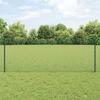 Welded Wire Fence with 5 U Posts Green 0.8x10 m Steel