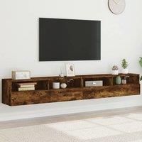TV Wall Cabinets 2 pcs Smoked Oak 100x30x30 cm Engineered Wood