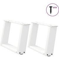 Coffee Table Legs U-Shaped 2 pcs White 50x(30-31) cm Steel