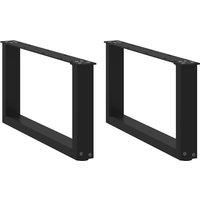 Coffee Table Legs U-Shaped 2 pcs Black 60x(30-31) cm Steel