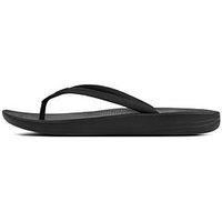 FitFlop IQUSHION™ Ladies Ergonomic Toe Post Flip Flops Black Gold Navy