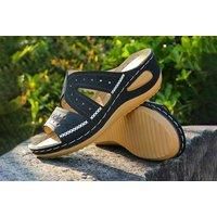 Embroidered Wedge Sandals - 5 Sizes & 6 Colours! - Purple