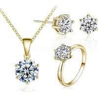 Gold-Plated Jewellery Set - Made With Crystals From Swarovski - Silver