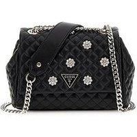 GUESS Women/'s Everlee Convertible Crossbody Flap, Black, One Size