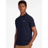 Barbour Polo Shirt with Tartan Detail Regular Fit Blue XL