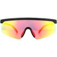 Wrap Rubberised Black Red Mirror Sunglasses
