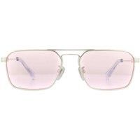 Rectangle Shiny Palladium Pink Sunglasses