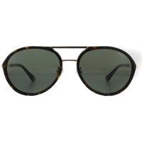 Police Record 2 Sunglasses (SPL-A-57 0300) Gold Havana Dark Brown Green