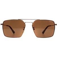 Police Men's Rectangle Shiny Grey Gold Brown SPLL07M Origins Lite 15