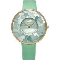 Mosaic Mother-of-Pearl' Dial - 38mm - Gold Tone & Crystal Accents - Ultra Slim Quartz Watch, Genuine Leather Strap - Model 5274