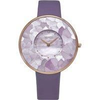 Mosaic Mother-of-Pearl' Dial - 38mm - Gold Tone & Crystal Accents - Ultra Slim Quartz Watch, Genuine Leather Strap - Model 5274
