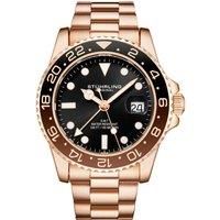 Stuhrling Original Mens Stainless Steel Triple Row Bracelet GMT Watch - Swiss Quartz, Dual Time, Quickset Date with Screw Down Crown, Water Resistant up to 10 ATM