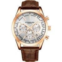 Rialto Chronograph Watch Quartz VWith Tachymeter 44mm Rose Gold Case Leather Band