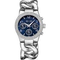 Chelsea 5013A 38mm Crystal Studded Chain Watch with Brushed Finish Dial