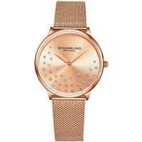 STUHRLING Original Womens Watch Krystal Analog Watch Dial, Stainless Steel Mesh Bracelet 3928 Watches for Women Collection (Rose Gold)