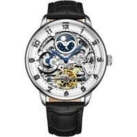 Elegant Automatic 40mm Silver Watch with Alligator Embossed Leather Band