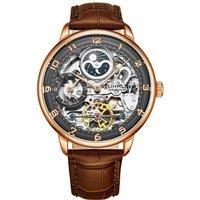 Elegant Automatic 40mm Silver Watch with Alligator Embossed Leather Band