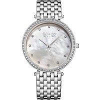 Lenox 5334 Quartz Watch with Crystal Studded Bezel, MOP Dial, Dauphine Hands, Crystal Markers, and Stainless Steel Bracelet