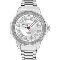 Madison 5565 48mm Quartz Watch with Crystal Studded Bezel and Silver Dial