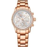 Madison 5567 Chrono 38mm Stone Studded Watch with Luminous Hands and Crystal Markers
