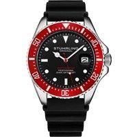 Stuhrling Original Dive Watch for Men - Pro Diving Watch - Sports Watches for Men with Screw Down Crown Water Resistant Watch 330 Ft.- Black Analog Rubber Watch, Quartz Movement