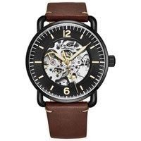 Mantra Automatic 42mm Skeleton watch with Leather Band