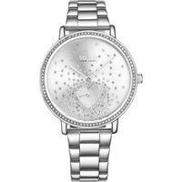 Madison 5580 39mm Crystal Heart Watch with Stainless Steel Bracelet