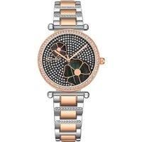 Madison 5582 36mm Crystal Studded Watch with MOP Flower Accents