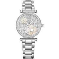 Madison 5582 36mm Crystal Studded Watch with MOP Flower Accents