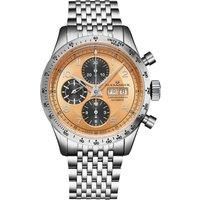 Alexander A450 Megalos Limited Edition 43mm Classic Chronograph Luxury Watch Silver Case, Champagne Dial