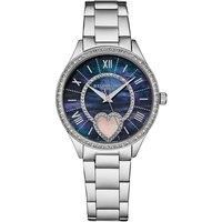 4019 Women's Heart Themed Watch: Quartz Crystal, Blue Mother of Pearl Dial, and Stainless Steel Band"