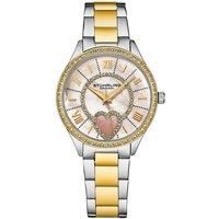 4019 Women's Heart Themed Watch: Quartz Crystal, Blue Mother of Pearl Dial, and Stainless Steel Band"