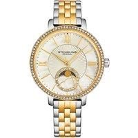 4040 Women's Moonphase Watch Crystal Studded Bezel, and Mother-of-Pearl Dial with Stainless Steel Link Bracelet