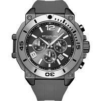 Stuhrling 4054 1 Quartz Chronograph Date Grey Silicone Strap Mens Watch