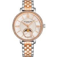 4038 Women's Moonphase Watch Crystal Studded Bezel, and Mother-of-Pearl Dial with Stainless Steel Link Bracelet
