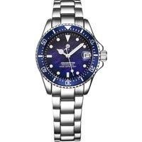 Quartz Analog Watch Light Blue Mother of Pearl Dial on Stainless Steel Band