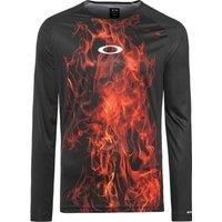 Long Sleeve Crew Neck Black Red Cycling Jersey Top