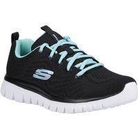 Skechers Women/'s Graceful Get Connected Sneaker, Black Mesh Turquoise Trim, 6 UK
