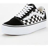 Vans Old Skool Platform Check Trainers In Black & White