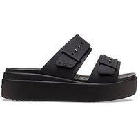 Crocs Women/'s Brooklyn Buckle Lowwdg Clog, Black, 2 UK Men 3 UK Women