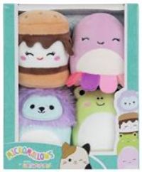 Micromallows Squishmallows Original 4-Pack – Carmelita S/'mores, Jeanne Octopus, Luciano Lion, Wendy Frog