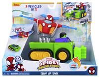 Spidey and His Amazing Friends MARVEL Team Up Tank - Combining 6-Inch Hulk Smash Tank and 4-Inch Spidey Glider Jet