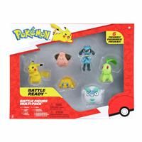 Pokémon Battle Figure 6 Pack - Features 2-Inch Pikachu, Joltik, Galarian Darumaka, Riolu, Chikorita and Cleffa Battle Figures