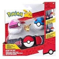 Pokemon Pkw - Clip 'N' Go Poke Ball Belt Set (Eevee #1 With Great Ball, Love Ball, & Eevee Themed Belt) W19