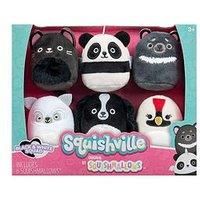 Squishville by Original Squishmallows Black and White Squad Plush - Six 2-Inch Squishmallows Plush Including Tajo, Kayce, Bambalina, Landi, Nathaniel, and Basma - Toys for Kids