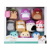Micromallows Squishmallows Original Plush 10-Pack - includes 10 2.5 Inch Yellow Moth, Mushroom, Penguin, Cat, Purple Bear, Hedgehog, Squirrel, Chinchilla, Beaver, and Blue Alien